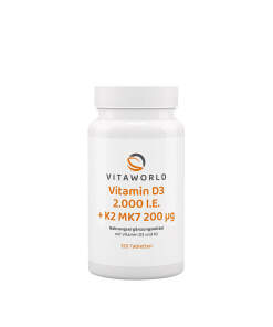 Vitaworld Vitamin D3 2000 IU + K2 MK7 200 mcg (120 Tablets)