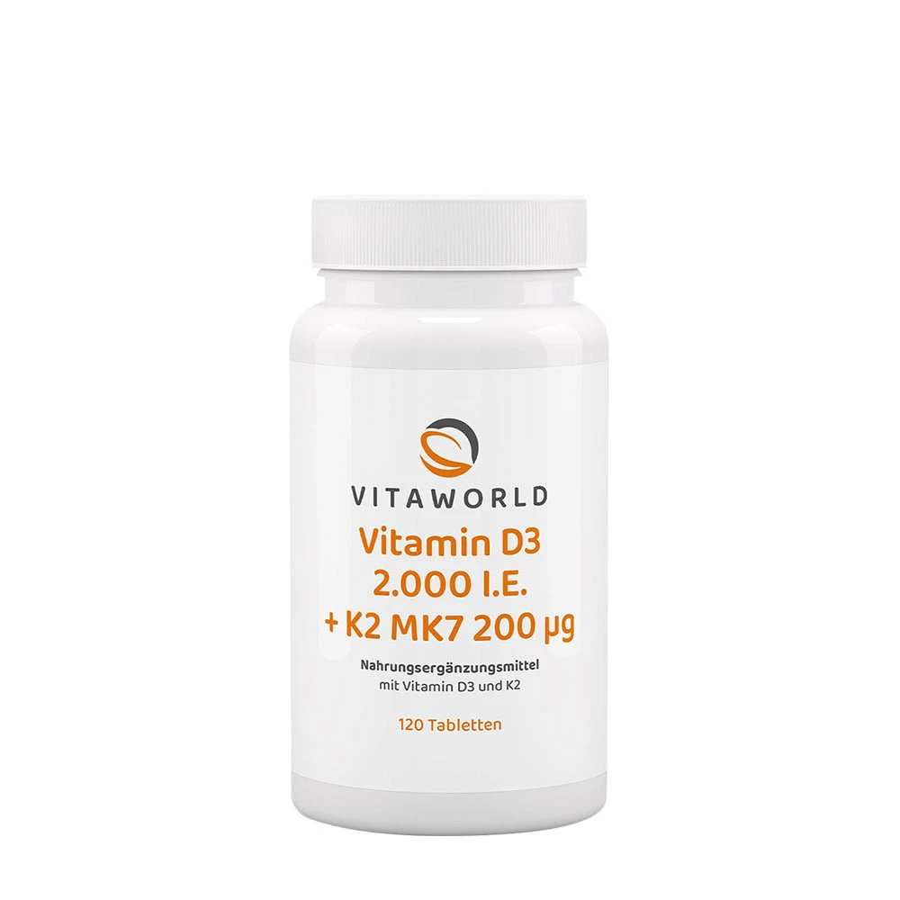 Vitaworld Vitamin D3 2000 IU + K2 MK7 200 mcg (120 Tablets)