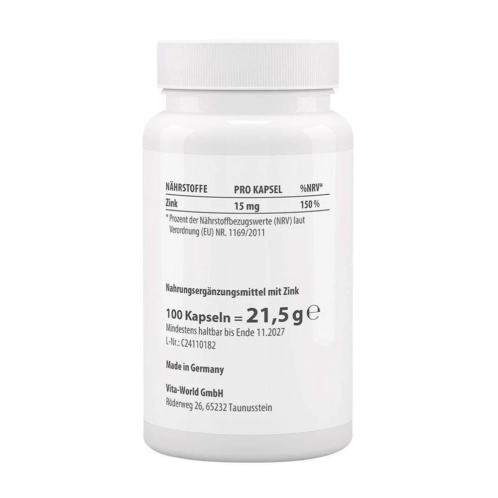 Vitaworld – Zinc 15 mg – 100 capsules - Image 2